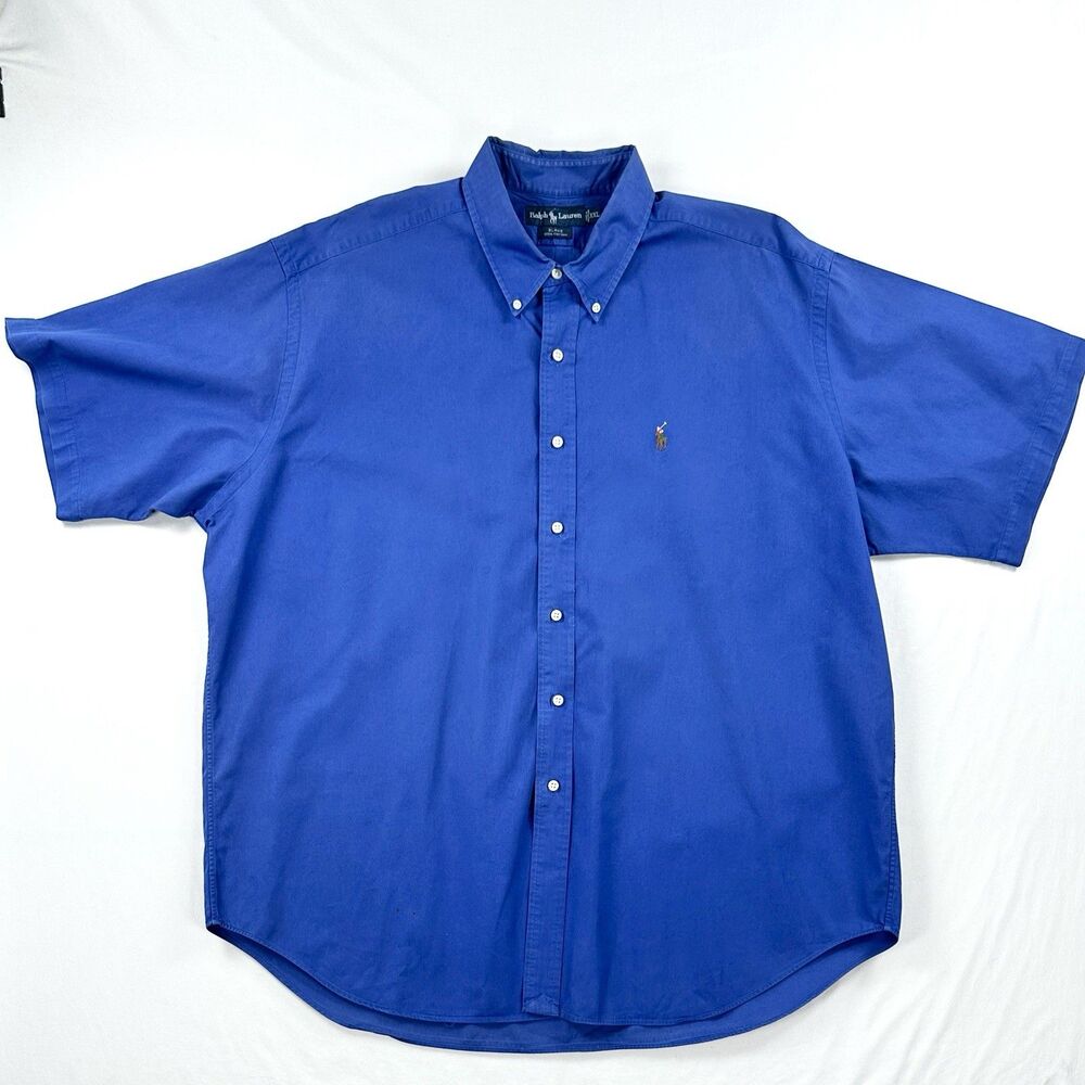 Ralph Lauren Blake Button Down Shirt Mens XXL 2XL Blue Flesh Pony Cotton